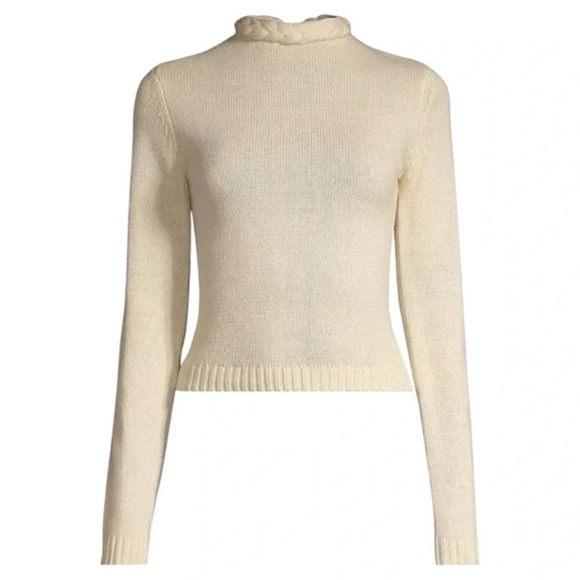 NWT Undra Celeste - Bold Braid Open Back Sweater Size Medium Cream - Picture 13 of 15